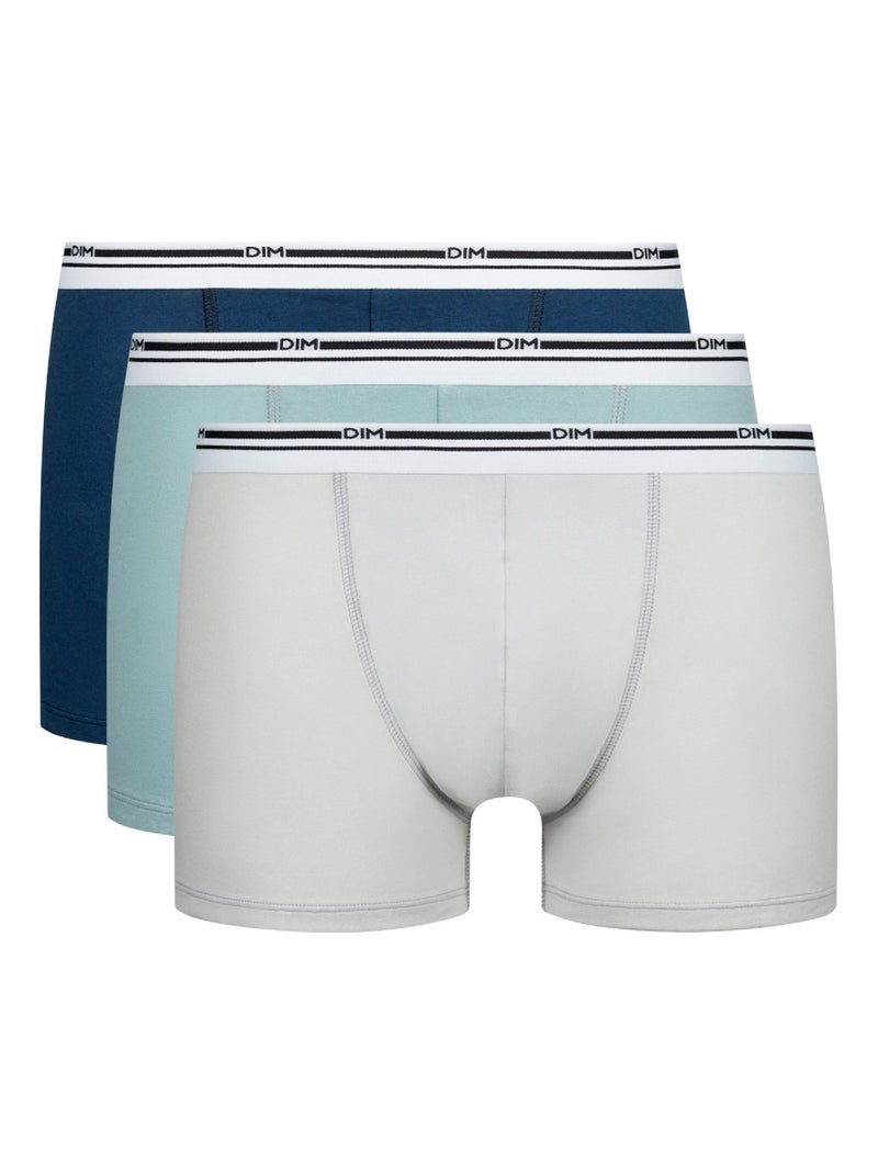 Lot de 3 boxers homme coton stretch Classic Colors Bleu - Kiabi