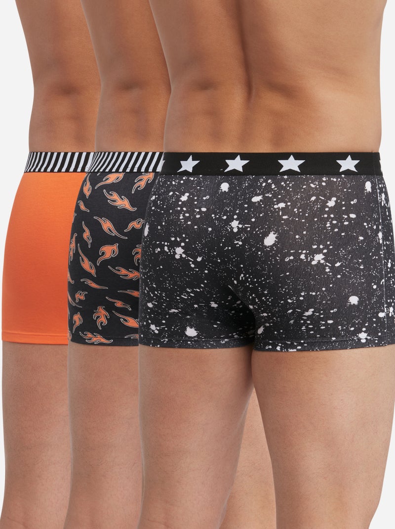 Lot de 3 boxers homme coton stretch Vibes Noir - Kiabi