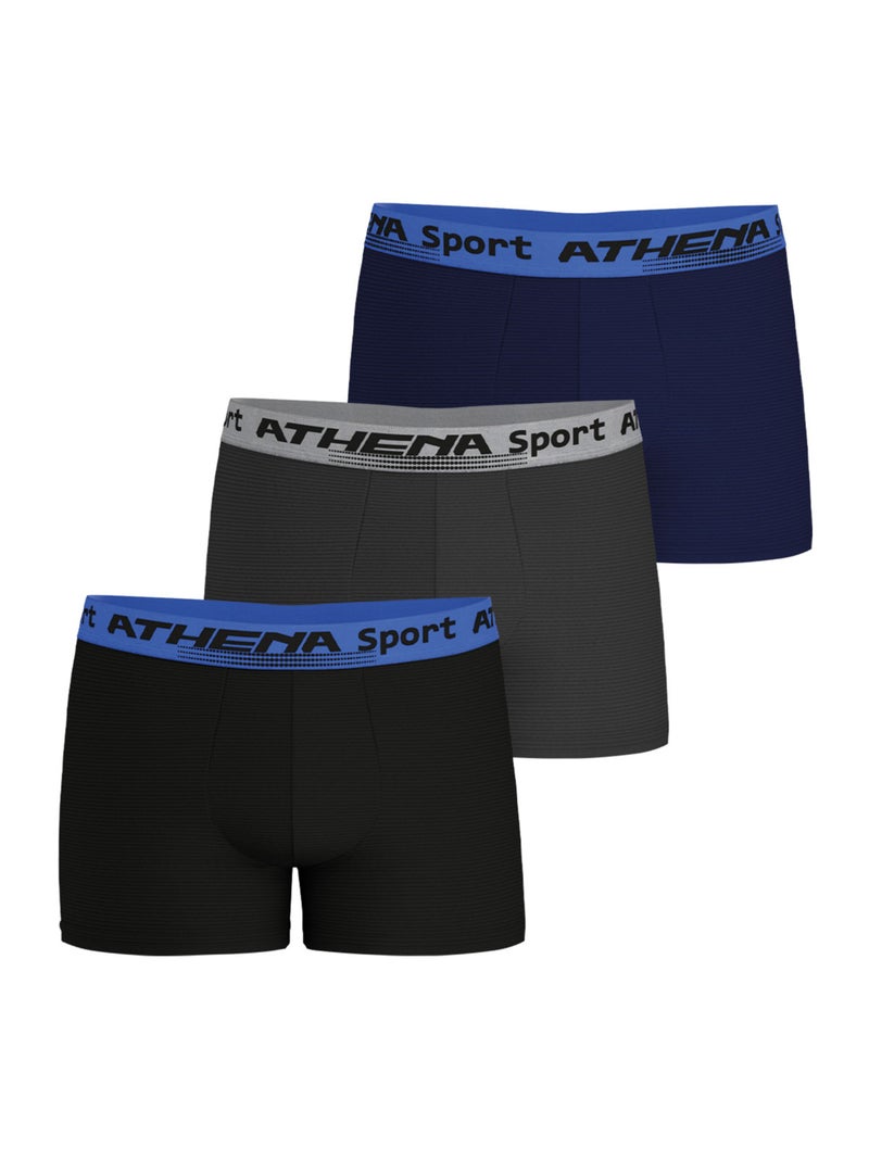 Lot de 3 boxers homme Daily Sport Air Athena Noir Bleu Gris - Kiabi
