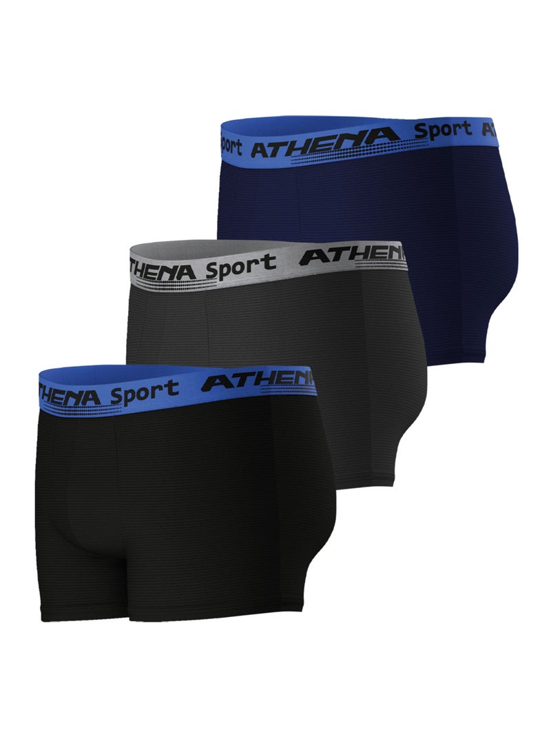 Lot de 3 boxers homme Daily Sport Air Athena Noir Bleu Gris - Kiabi