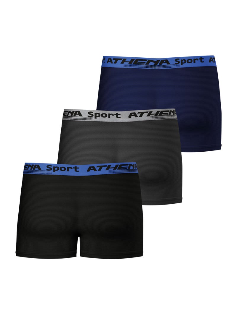 Lot de 3 boxers homme Daily Sport Air Athena Noir Bleu Gris - Kiabi