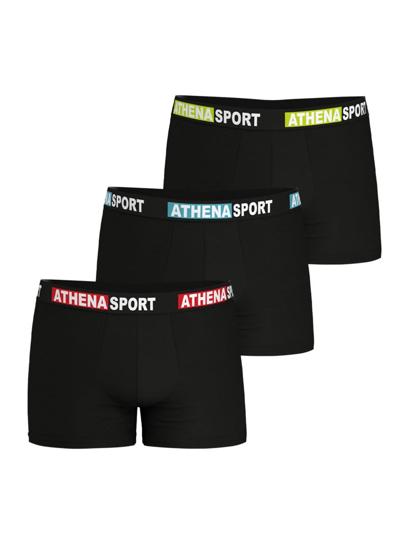 Lot de 3 boxers homme Daily Sport Coton Athena Noir - Kiabi
