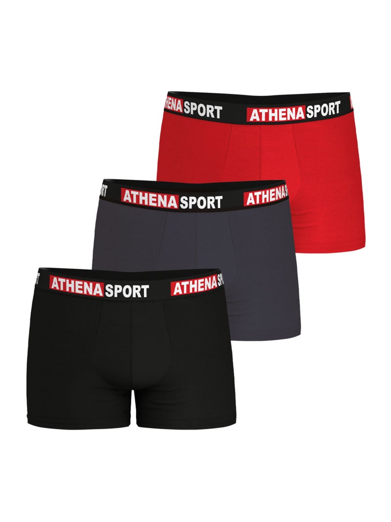 Lot de 3 boxers homme Daily Sport Coton Athena Rouge - Kiabi