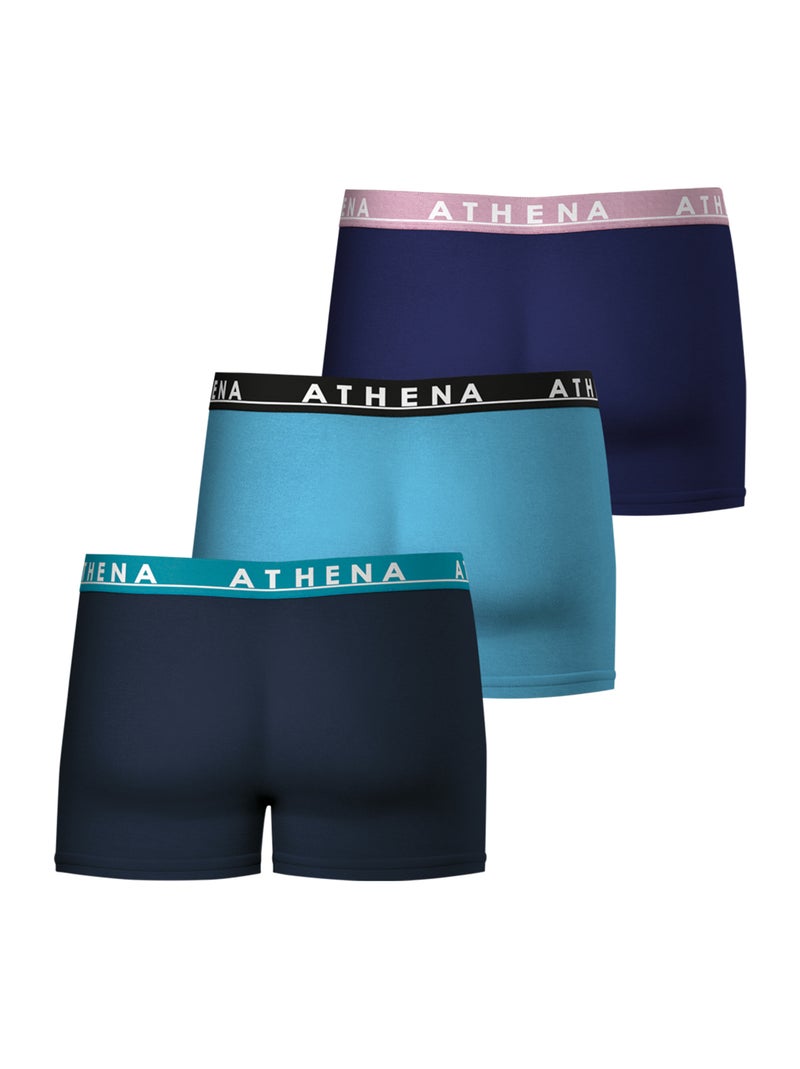Lot de 3 boxers homme Easy Color Athena Bleu Bleu Bleu - Kiabi