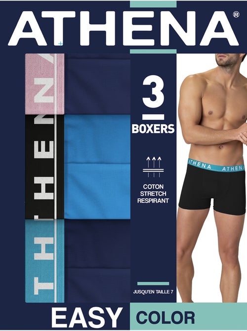 Lot de 3 boxers homme Easy Color Athena - Kiabi