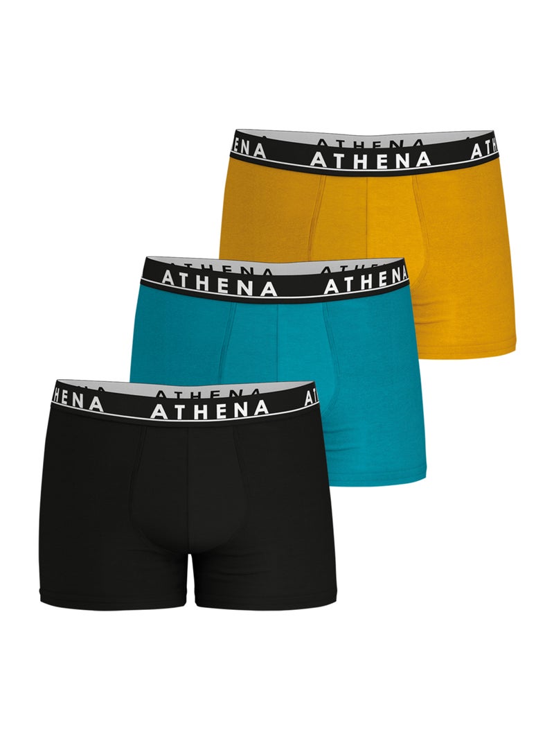 Lot de 3 boxers homme Easy Color Athena Bleu Orange Noir - Kiabi