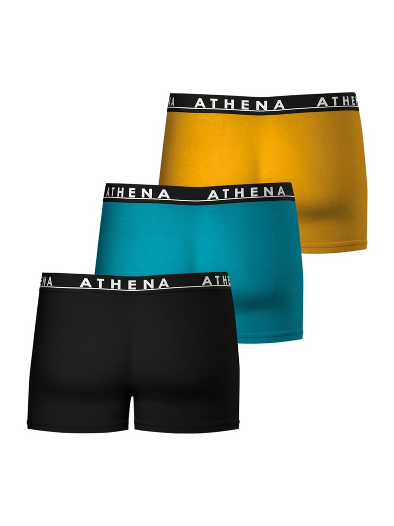Lot de 3 boxers homme Easy Color Athena Bleu Orange Noir - Kiabi