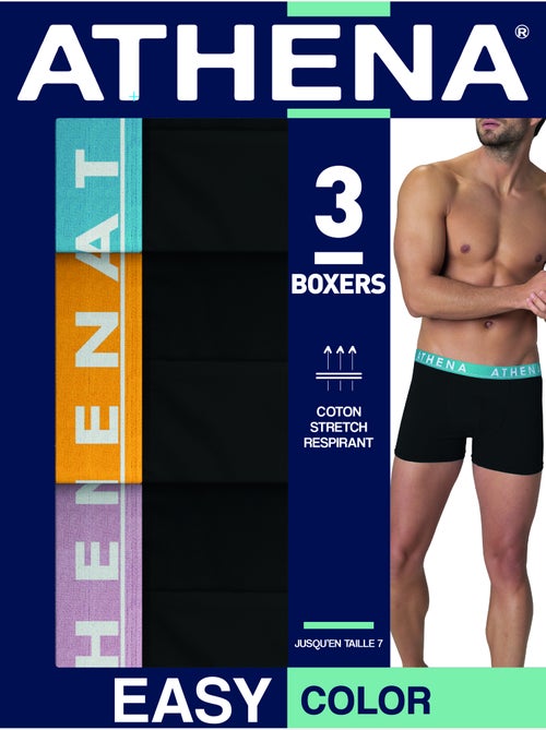 Lot de 3 boxers homme Easy Color Athena - Kiabi