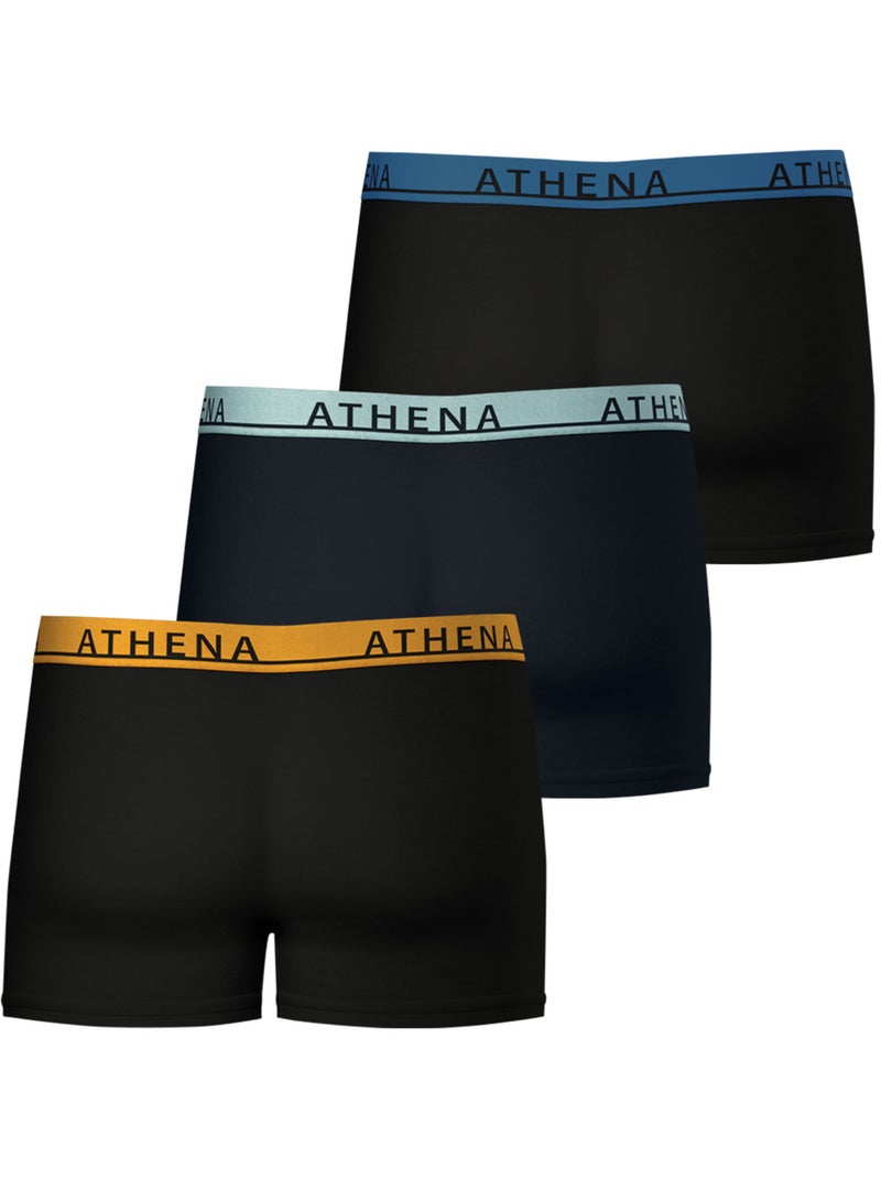 Lot de 3 boxers homme Easy Color Athena Noir Jaune Bleu - Kiabi