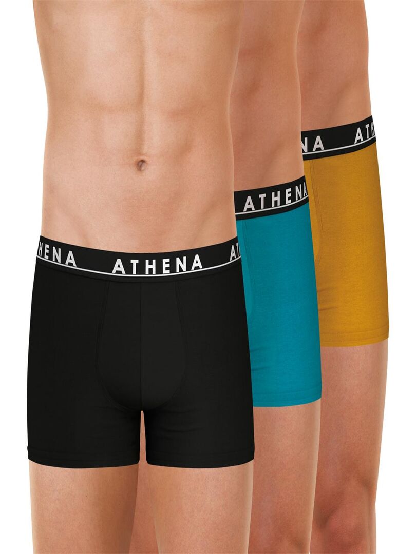 Lot de 3 boxers homme Easy Color Athena Noir Orange Bleu - Kiabi