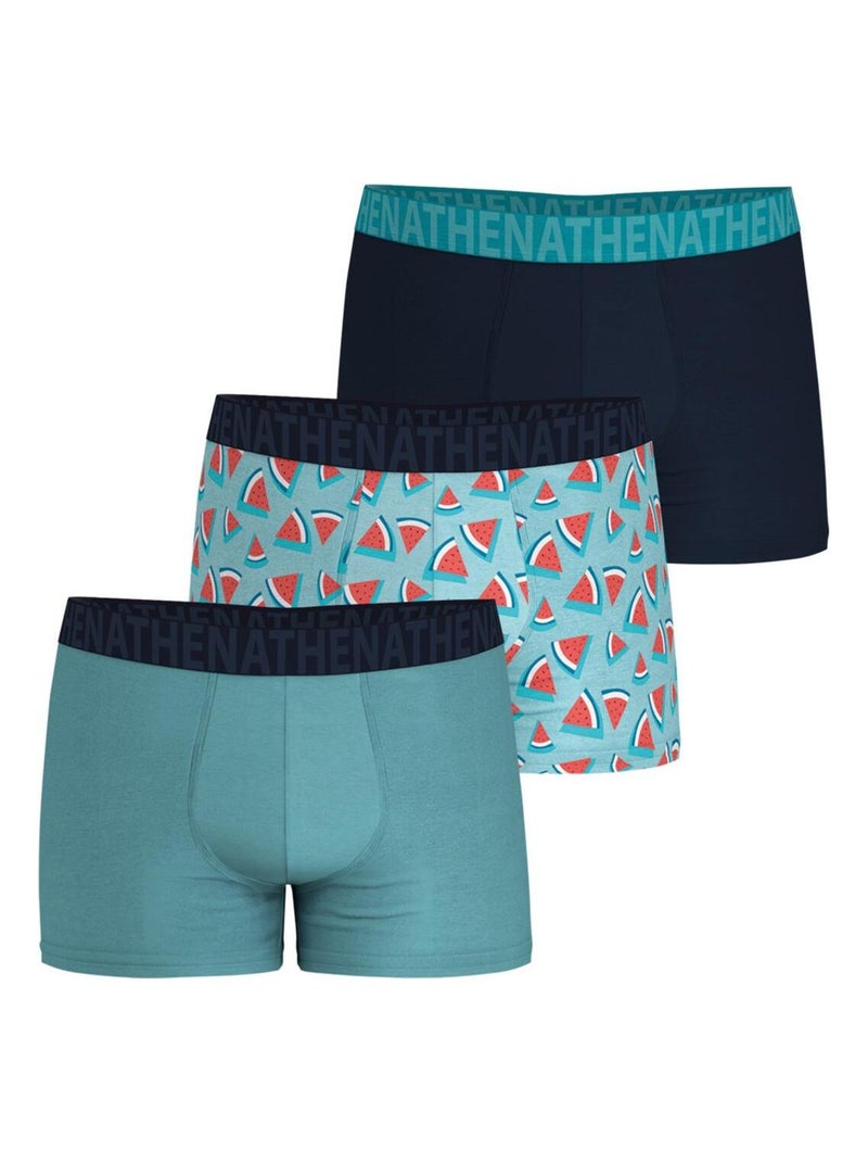 Lot de 3 boxers homme Easy Fun Athena Bleu turquoise - Kiabi