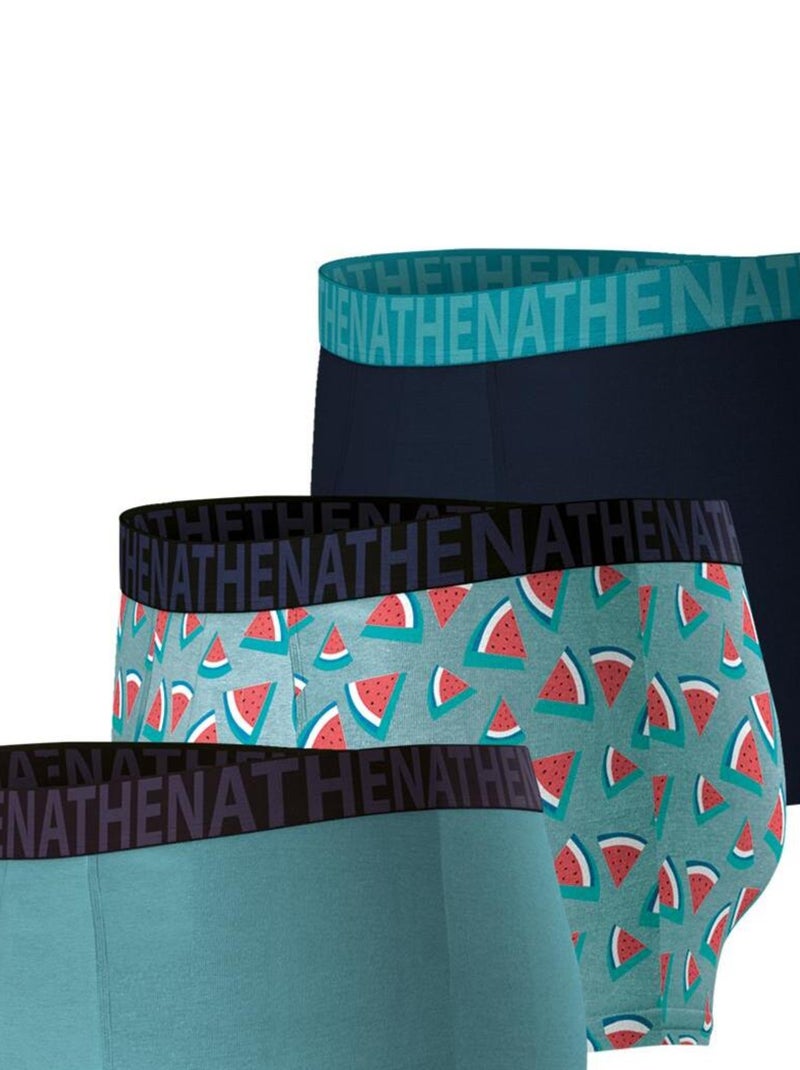 Lot de 3 boxers homme Easy Fun Athena Bleu turquoise - Kiabi