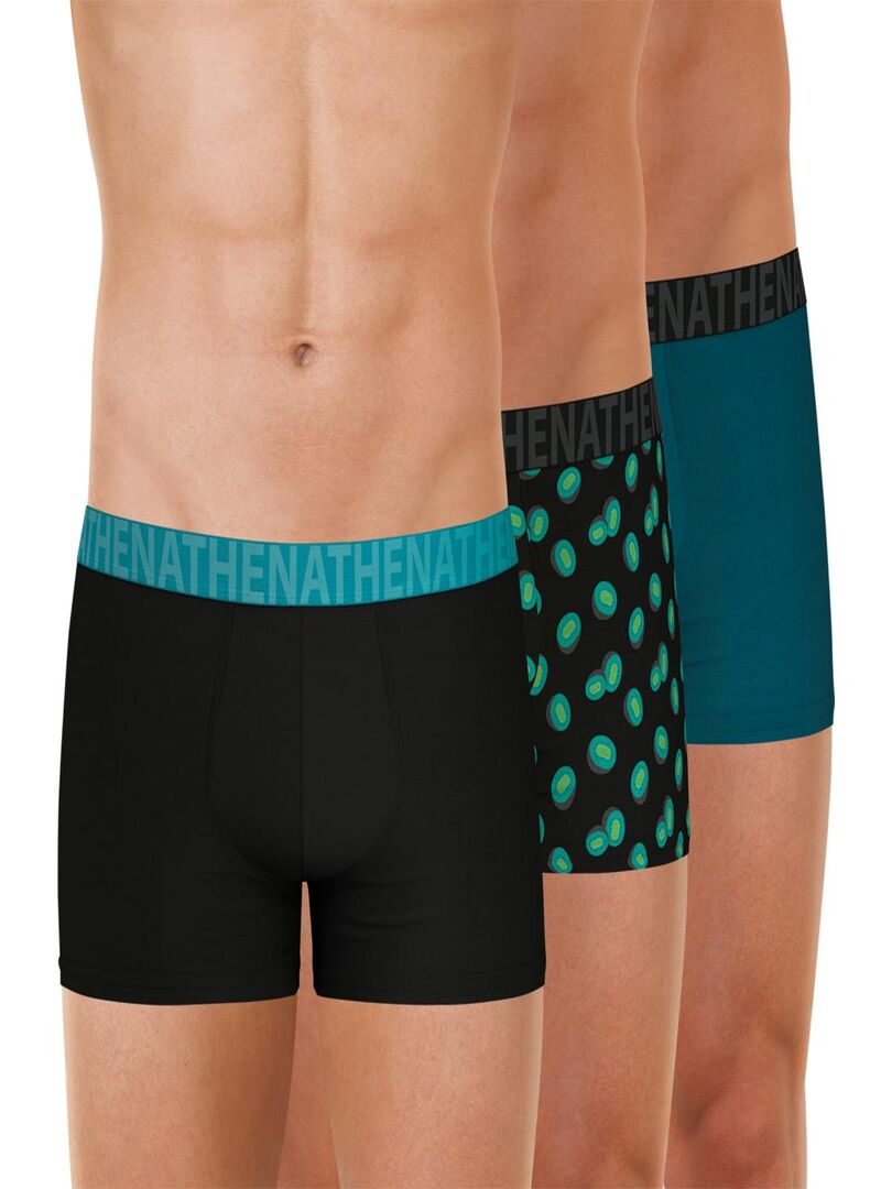 Lot de 3 boxers homme Easy Fun Athena - Noir Vert Bleu - Kiabi - 33.90€