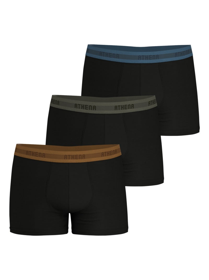 Lot de 3 boxers homme Easy Recyclé Athena Noir - Kiabi
