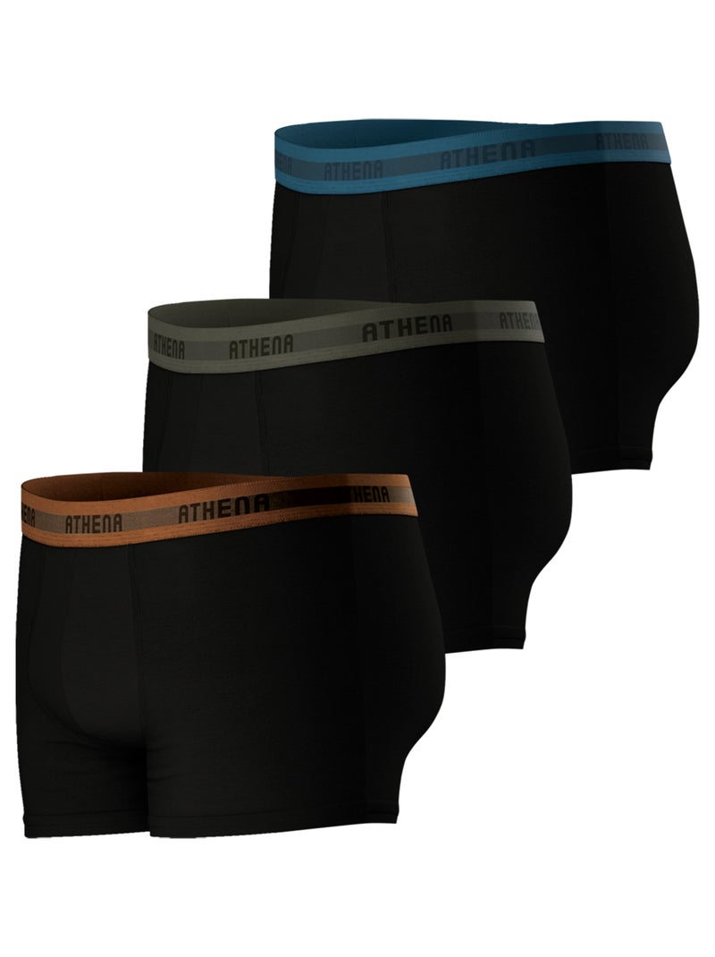 Lot de 3 boxers homme Easy Recyclé Athena Noir - Kiabi