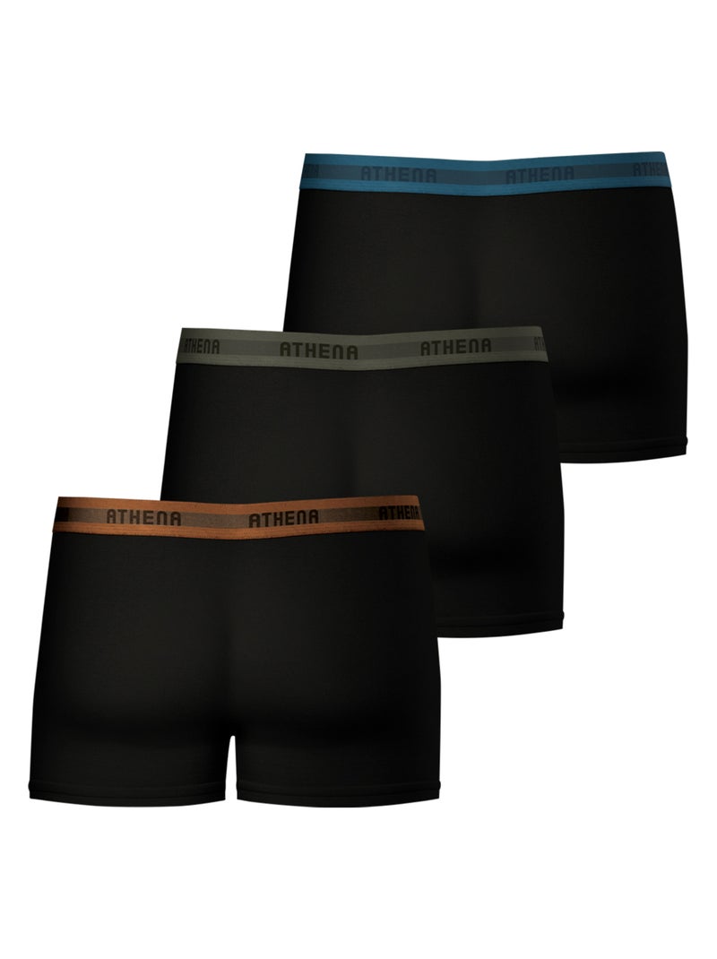 Lot de 3 boxers homme Easy Recyclé Athena Noir - Kiabi