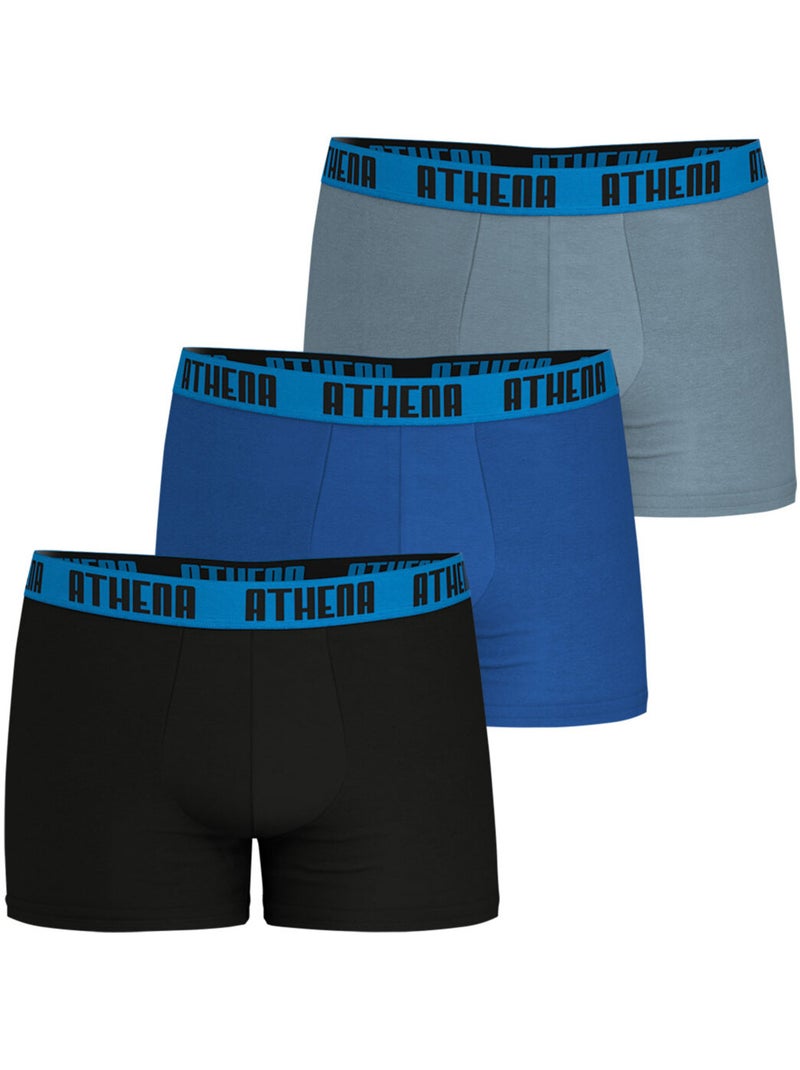 Lot de 3 boxers homme Ecopack Athena Bleu - Kiabi