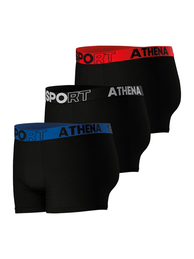 Lot de 3 boxers homme Ecopack Sport Athena Noir Noir Noir - Kiabi