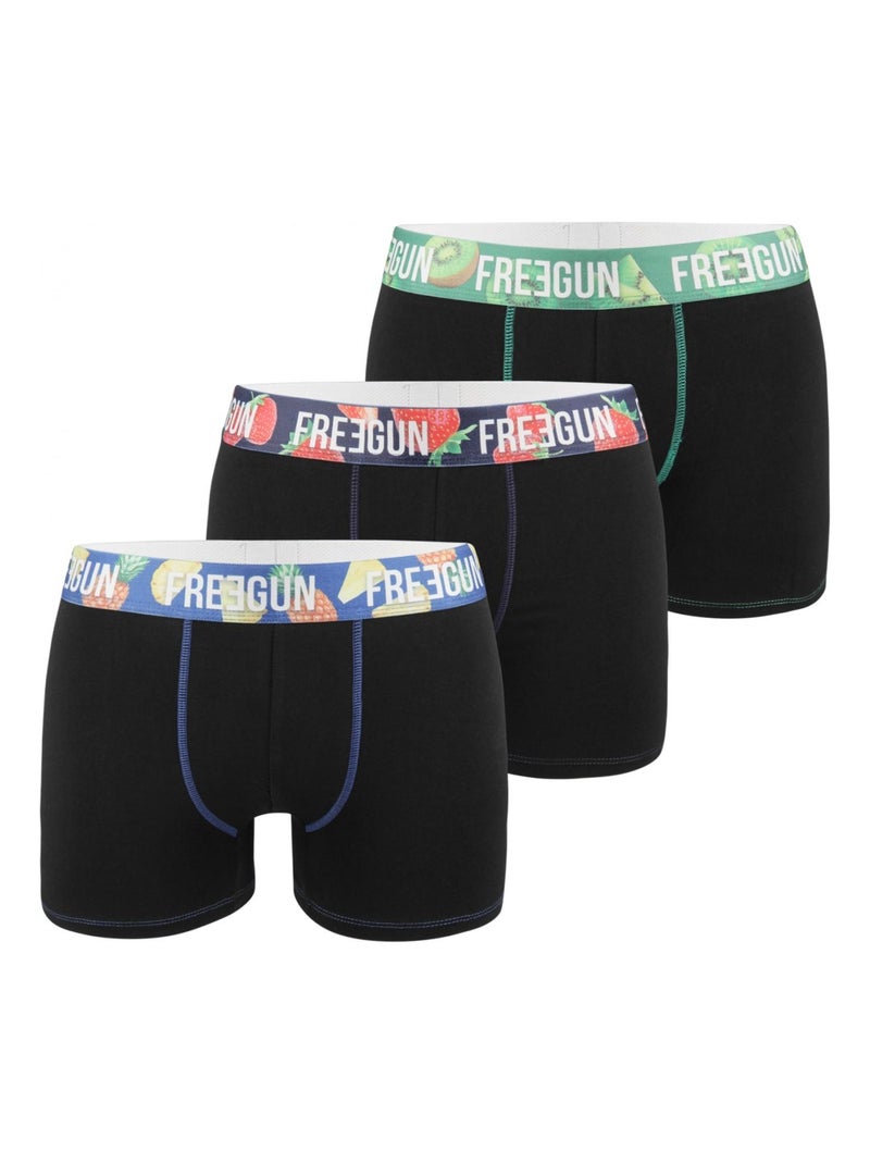 Lot de 3 Boxers homme en coton bio Fruts Freegun Noir - Kiabi