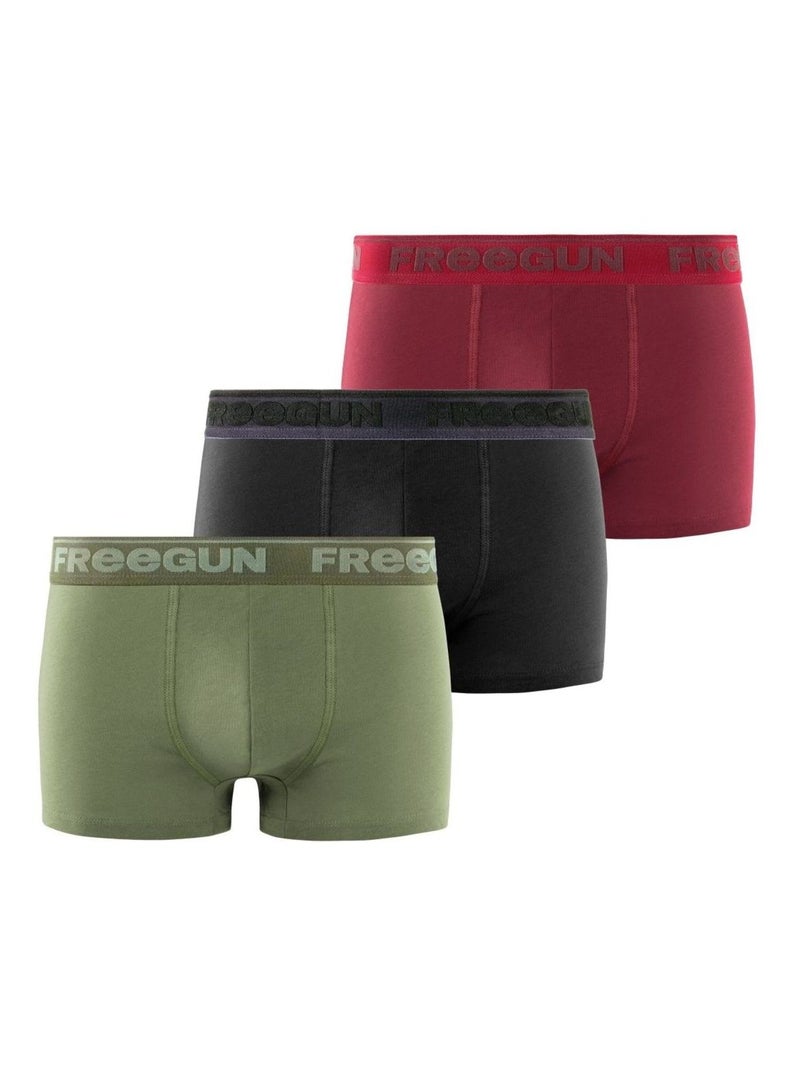 Lot de 3 boxers homme en coton Signature Pablo Freegun Rouge - Kiabi