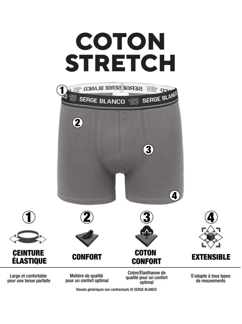 Lot de 3 boxers homme en coton uni premium serge blanco Gris - Kiabi