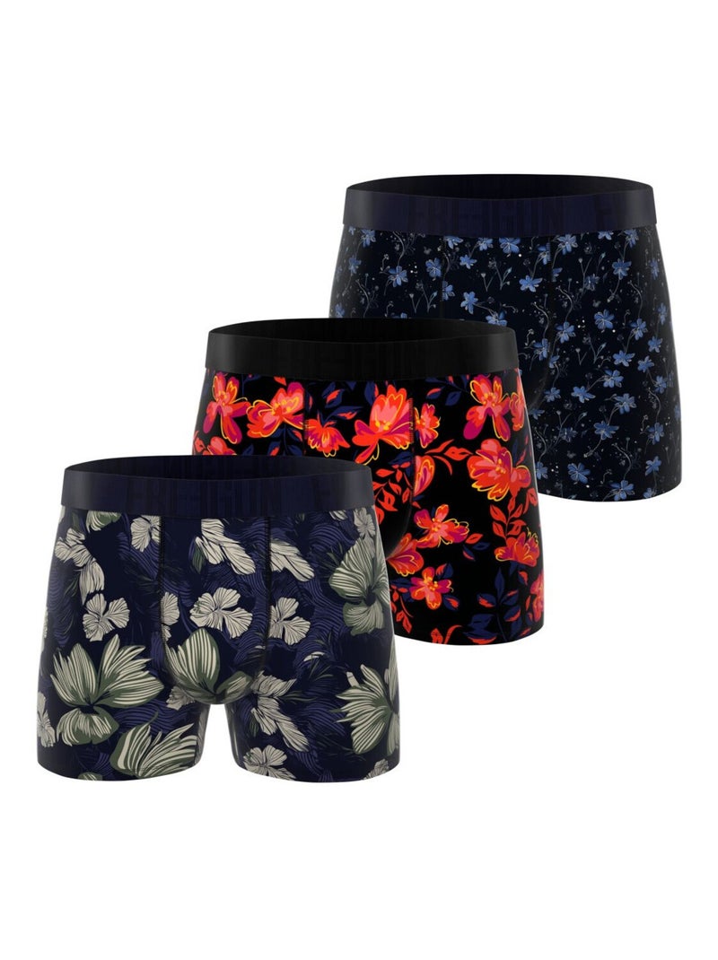 Lot de 3 boxers homme Flowers Garantie 2 ans Freegun Rouge - Kiabi