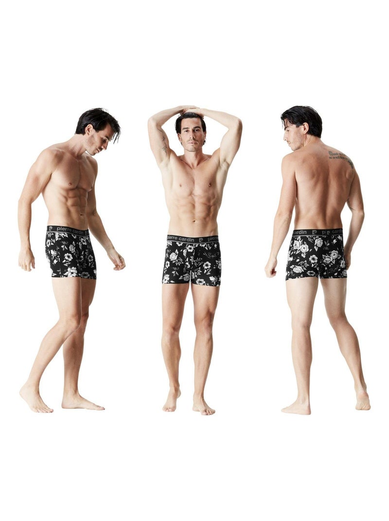 Lot de 3 boxers homme Flowers Pierre Cardin Noir - Kiabi