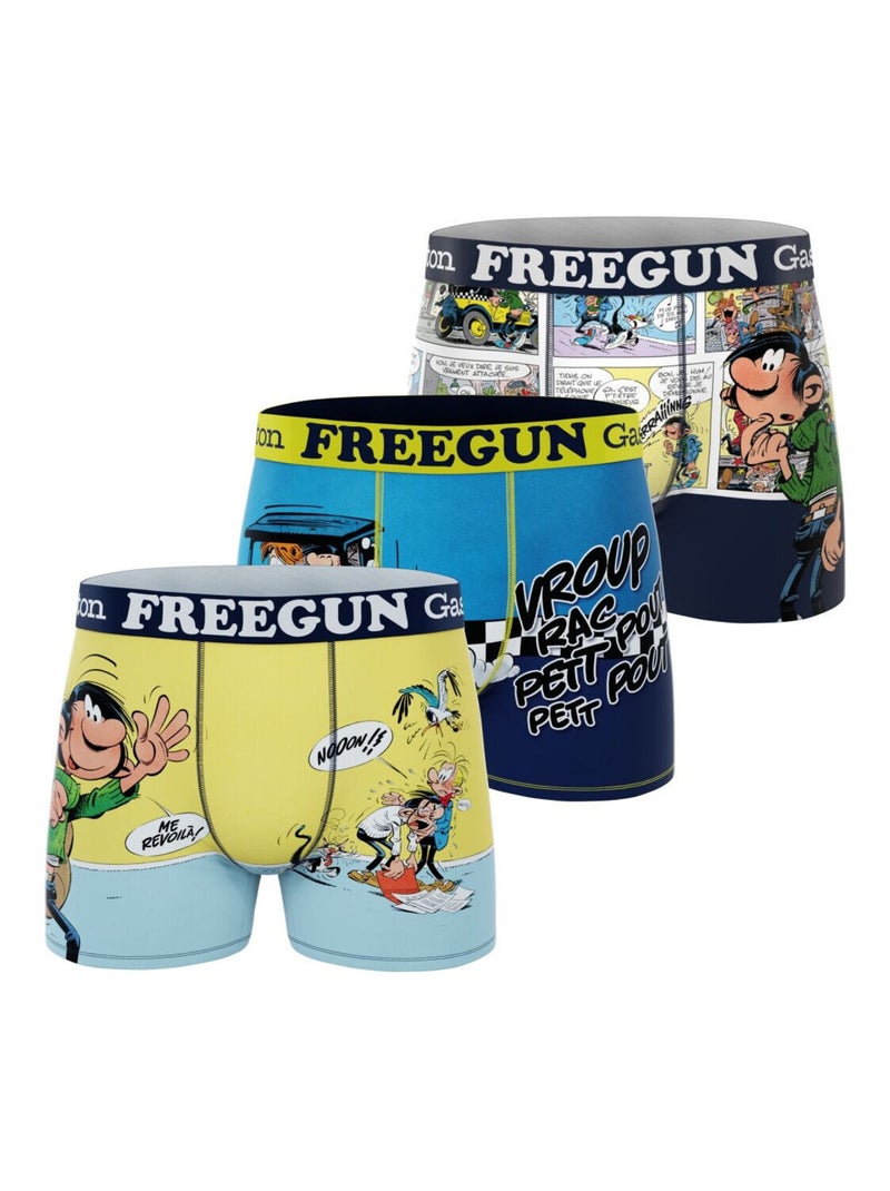 Lot de 3 boxers homme Gaston Lagaffe Freegun Jaune - Kiabi