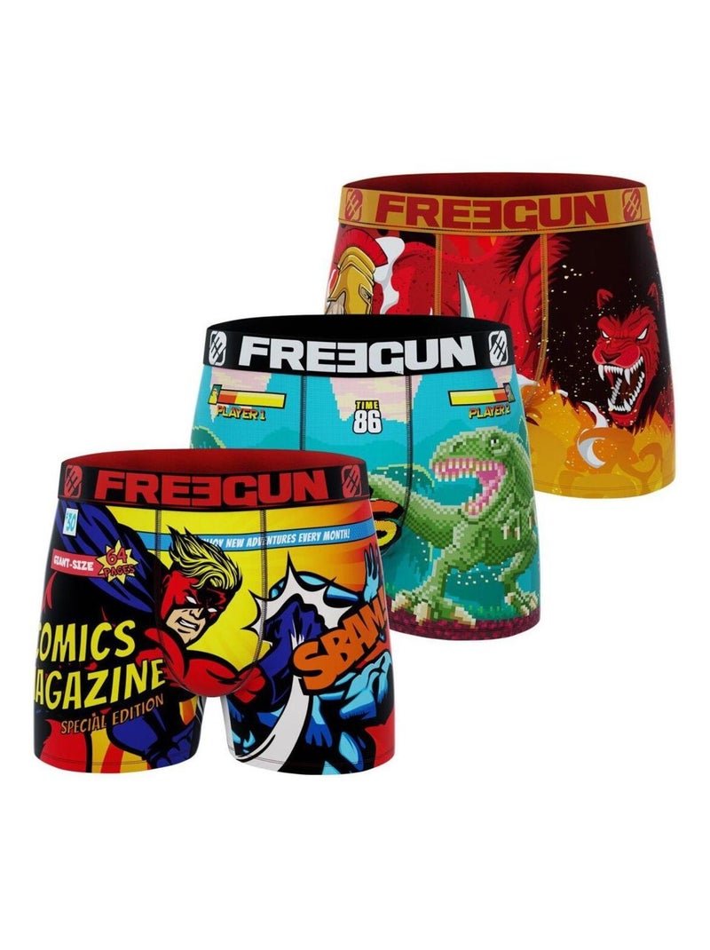Lot de 3 boxers homme Geek Comics Freegun Rouge - Kiabi