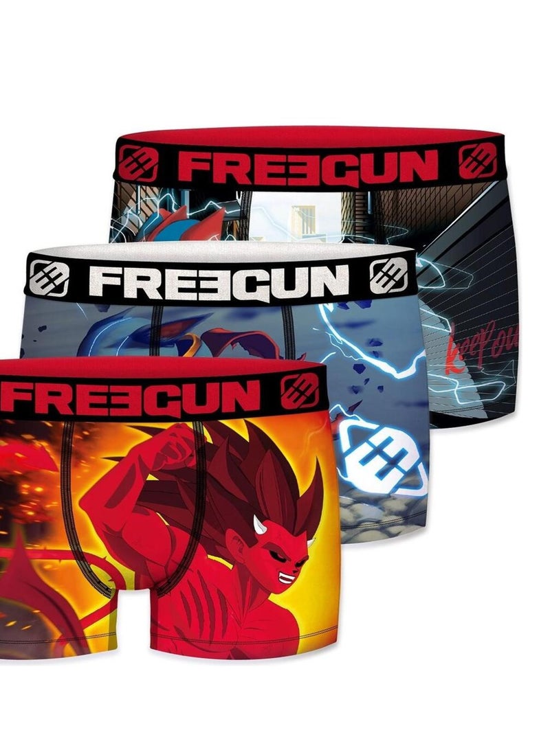 Lot de 3 Boxers homme Hero Like Freegun Rouge - Kiabi