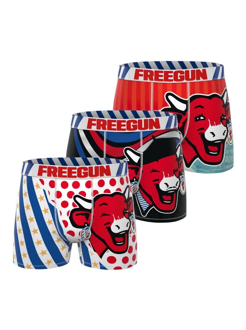 Lot de 3 boxers homme la Vache qui Rit Freegun Bleu Rouge - Kiabi