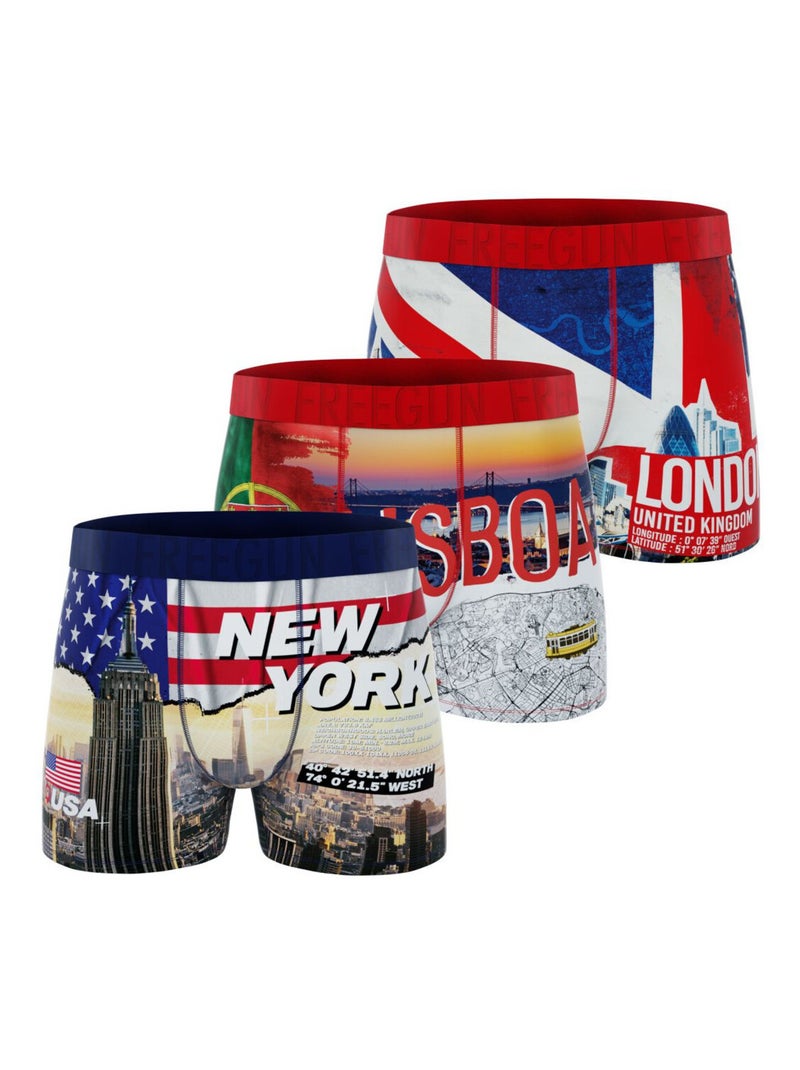 Lot de 3 boxers homme Landscape Freegun Multicolore - Kiabi