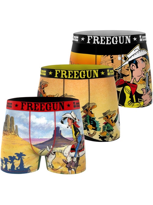 Lot de 3 boxers homme Lucky Luke Freegun - Kiabi