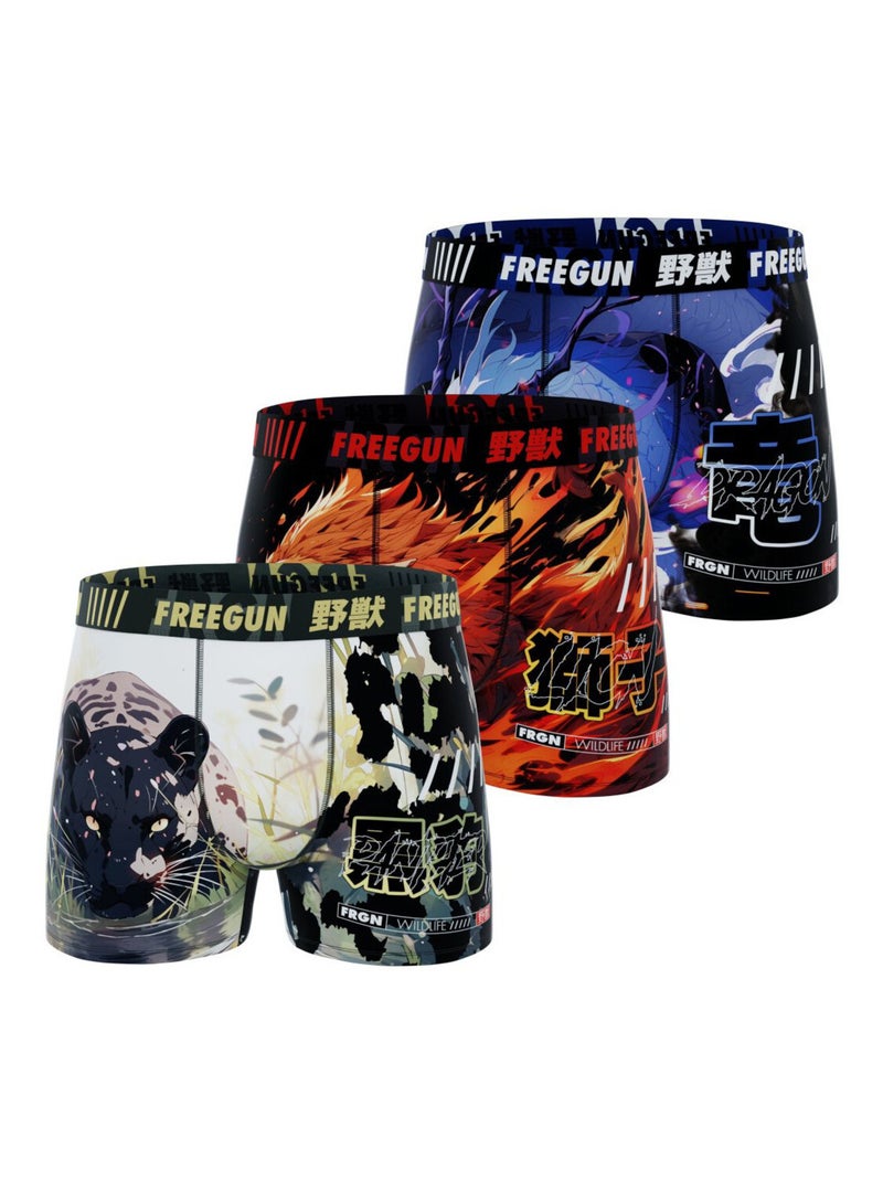 Lot de 3 boxers homme Manga Animals Freegun Orange - Kiabi