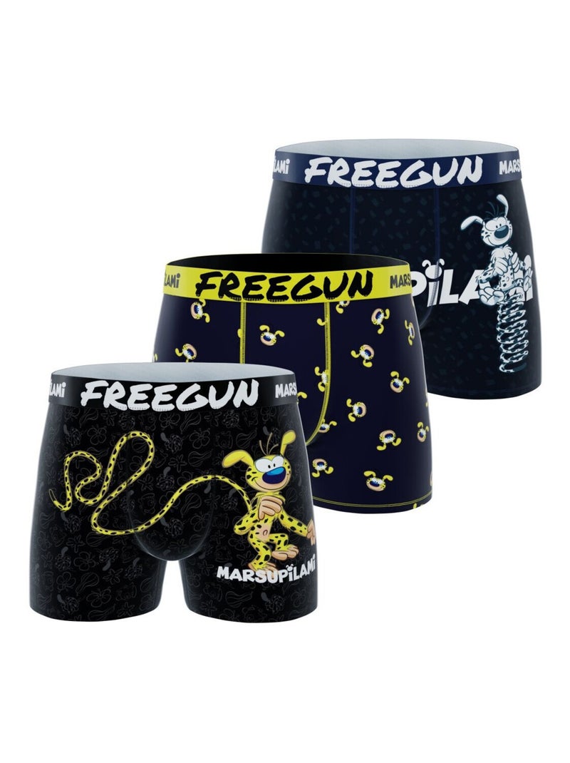 Lot de 3 boxers homme Marsupilami Freegun Noir Jaune Blanc - Kiabi