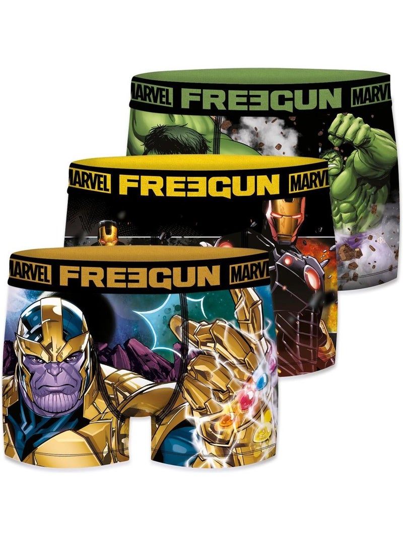 Lot de 3 Boxers homme Marvel Freegun Jaune - Kiabi