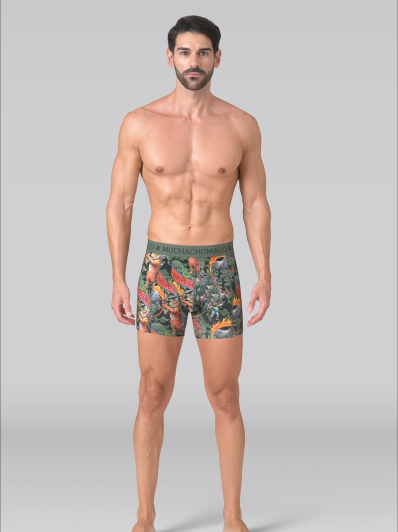 Lot de 3 boxers homme Muchachomalo Noir Vert Noir - Kiabi