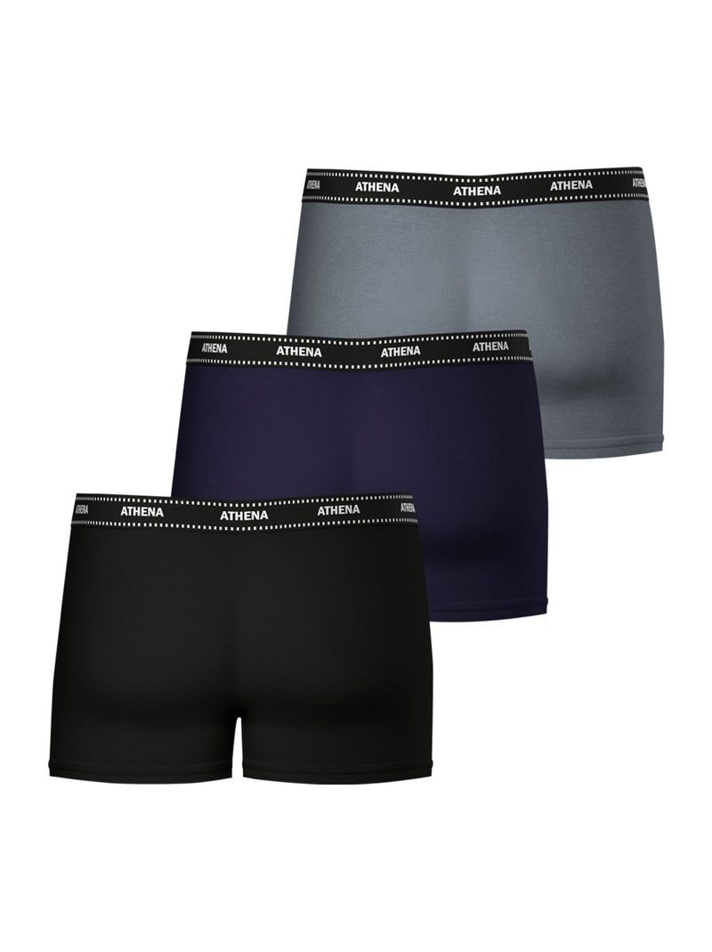 Lot de 3 boxers homme My Petit Prix Athena Noir Bleu Gris - Kiabi