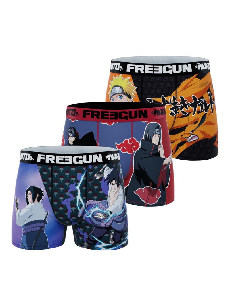 Lot de 3 boxers homme Naruto Shippuden Freegun Noir Orange clair - Kiabi