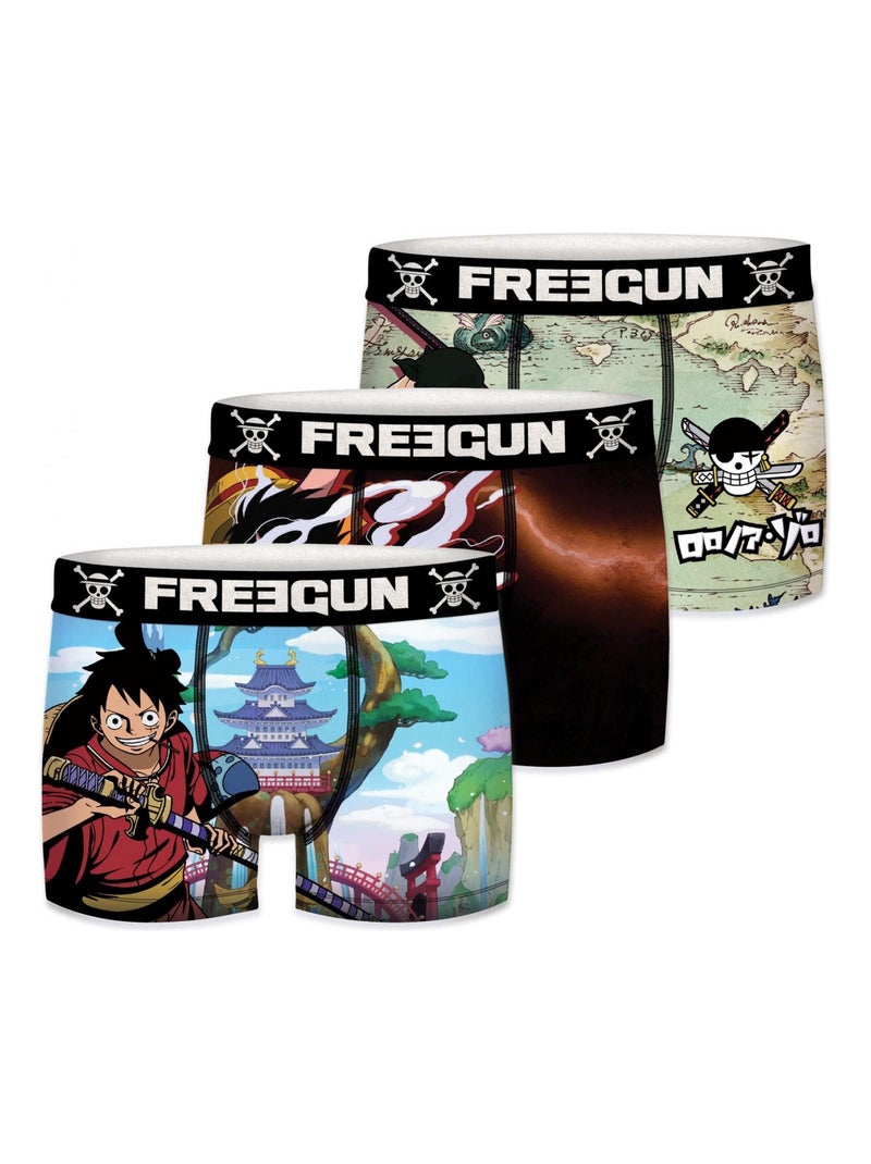 Lot de 3 Boxers homme One piece Freegun Bleu - Kiabi