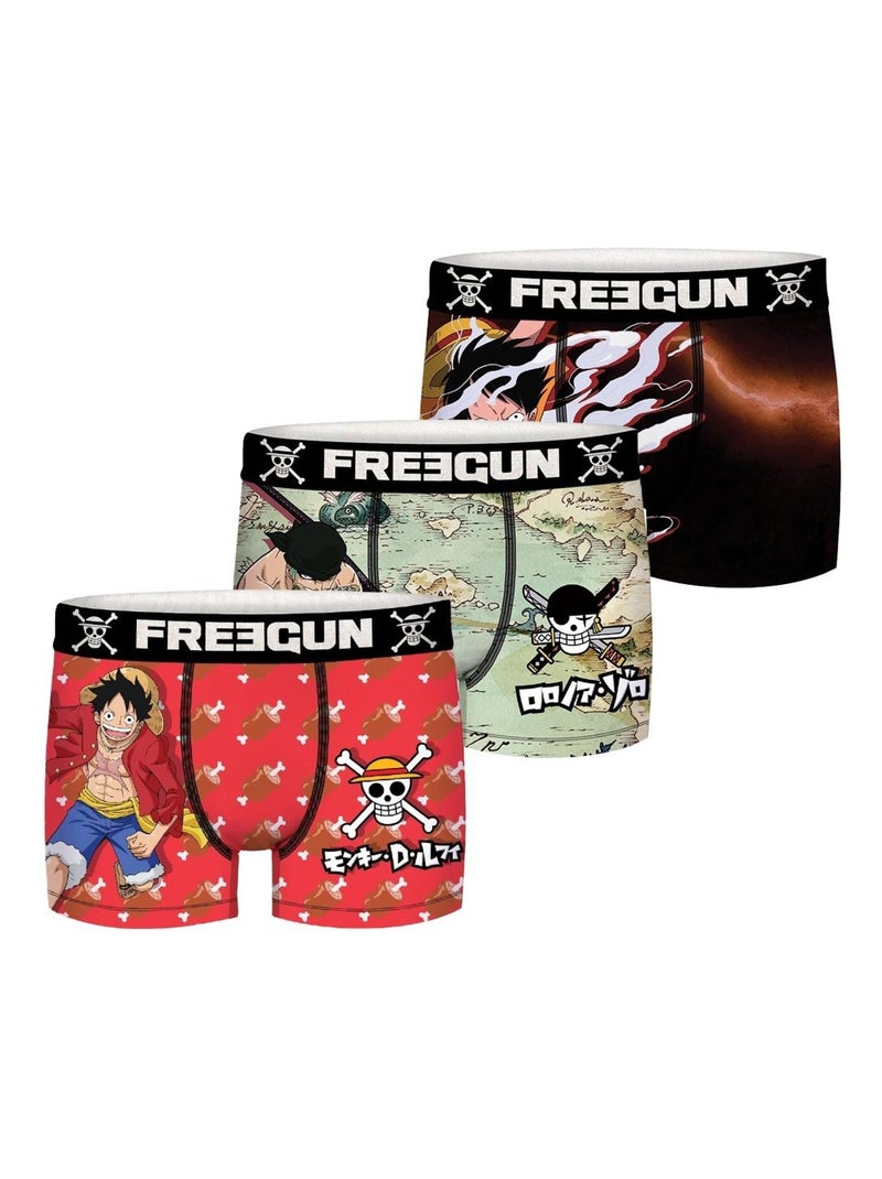 Lot de 3 Boxers homme One piece Freegun Noir - Kiabi