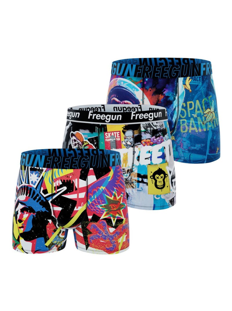 Lot de 3 boxers homme Pop Summer Art Freegun Bleu - Kiabi