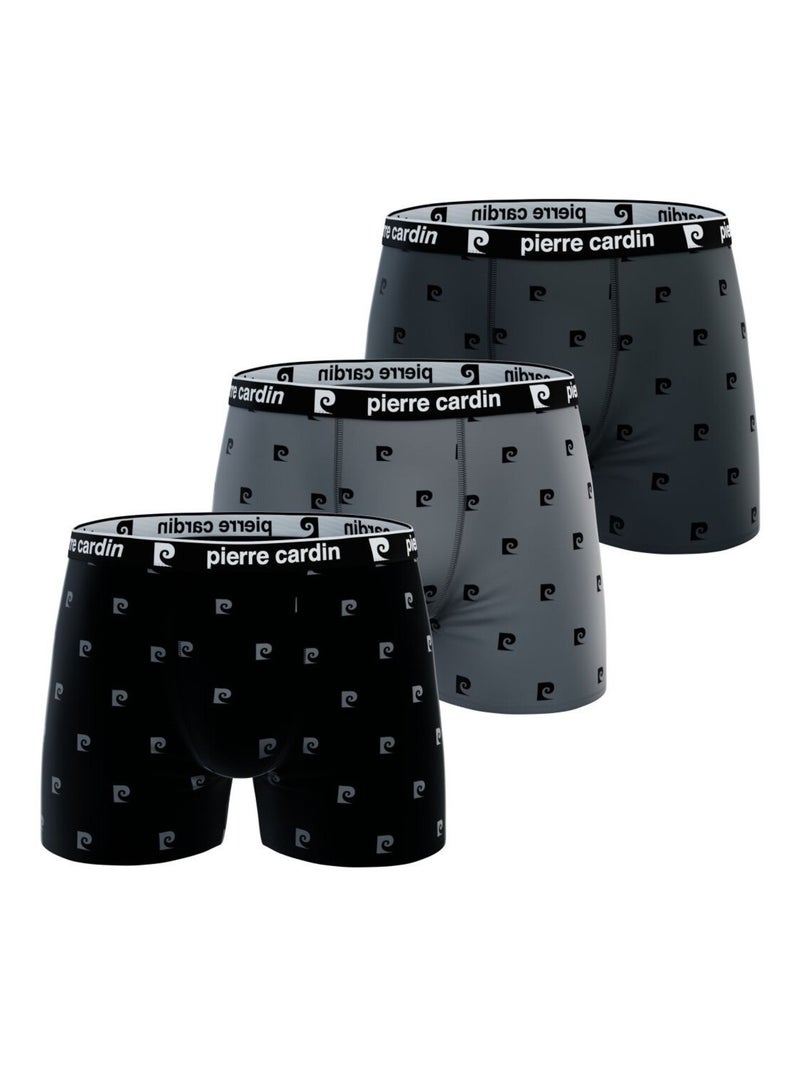 Lot de 3 boxers homme Print Pierre Cardin Noir Gris - Kiabi