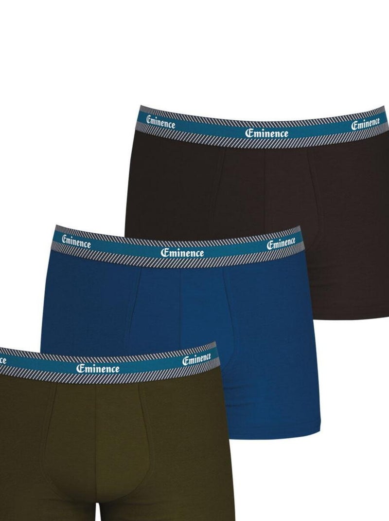 Lot de 3 boxers homme Sélection Coton Bio Bleu Kaki Noir - Kiabi
