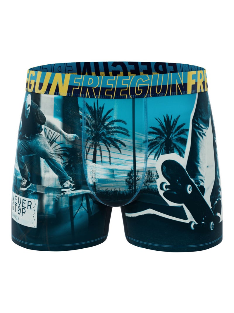 Boxer Freegun Homme Taille L, Jaune/blanc, Léger Et Respirant, Neuf Avec étiquette