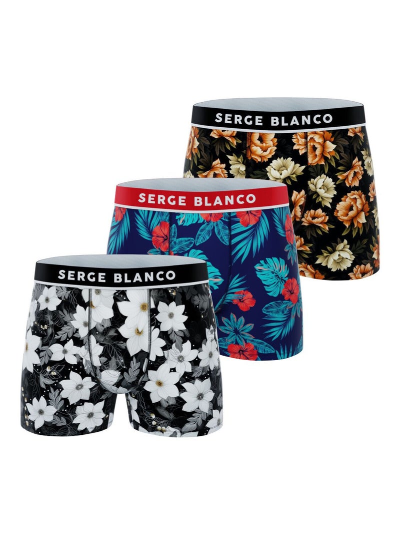 Lot de 3 boxers homme Sublimation Serge Blanco Noir Blanc Bleu - Kiabi