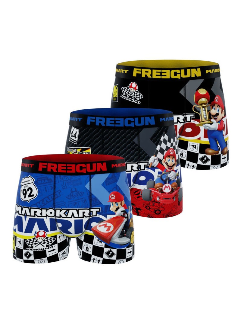 Lot de 3 boxers homme Super Mario Kart Freegun Bleu Rouge Noir - Kiabi