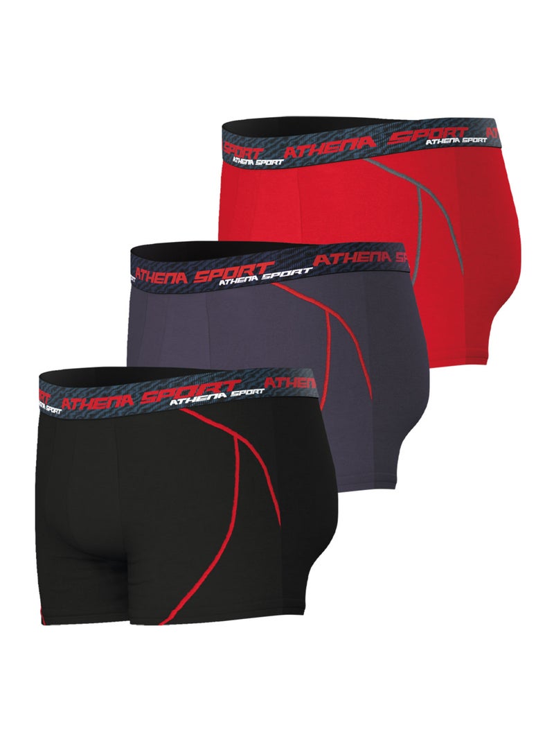 Lot de 3 boxers homme Training Dry Athena Noir Rouge Gris - Kiabi