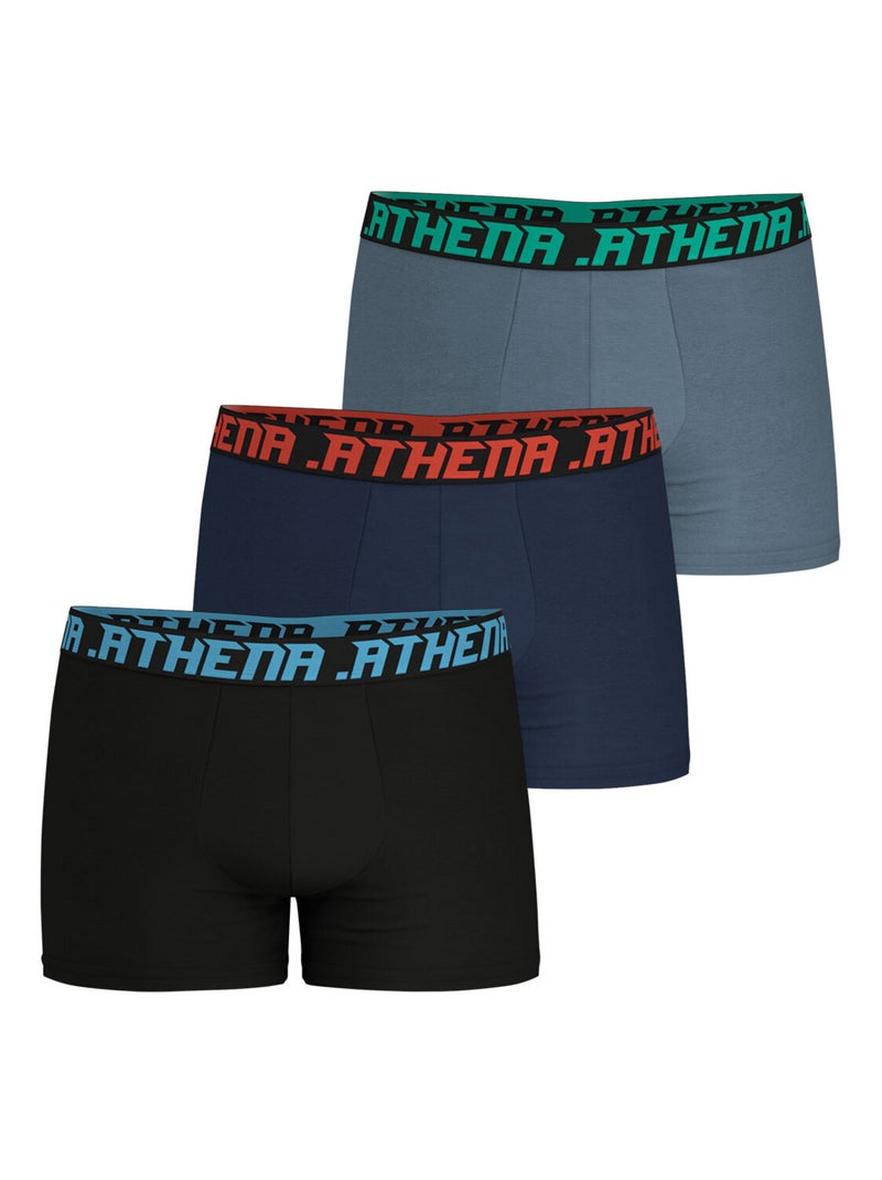 Lot de 3 boxers homme Trio Essentiel Athena Gris Noir - Kiabi