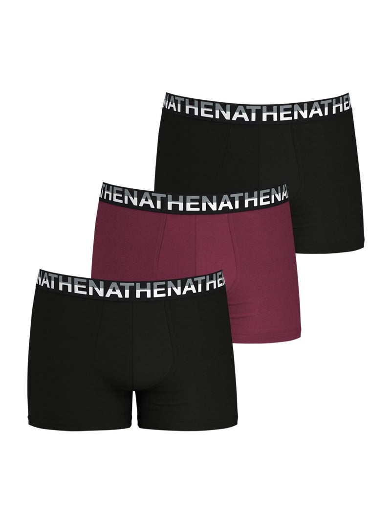 Lot de 3 boxers homme trio essentiel athena Noir Violet Noir - Kiabi